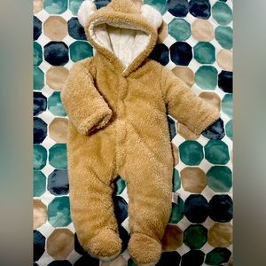 Bear Warmer Cotton Fleece Hooded Romper Jumpsuit 0-3M